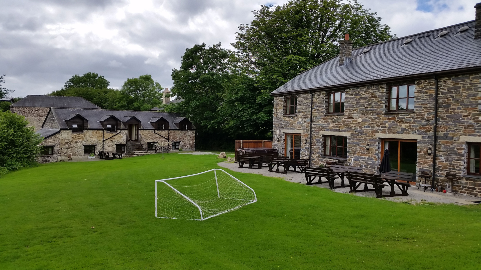 Lawn with Football Net at Sherrill Farm Devon